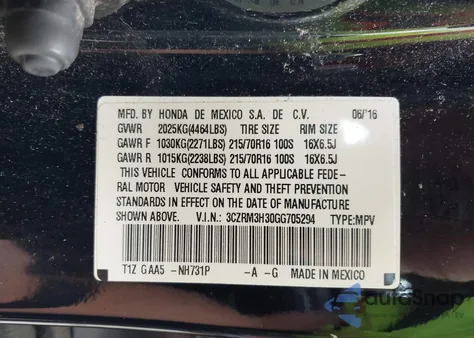 2016 Honda Cr-V Lx z USA, uszkodzony, nr VIN 3CZRM3H30GG705294